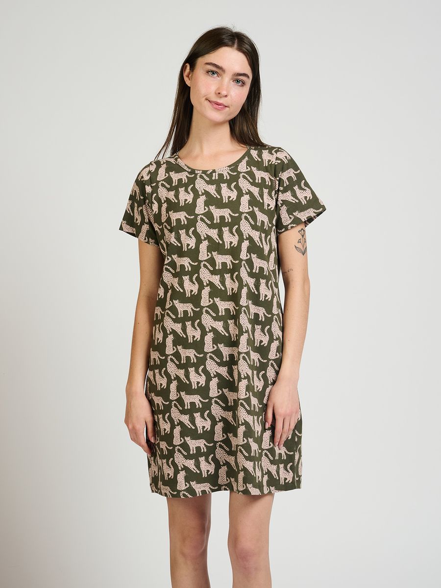Mata Traders Hudson Shirt Dress Leopard Green