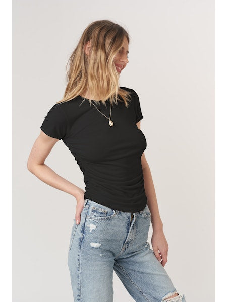PROJECT SOCIAL T Izzie Ruched Baby Tee Black