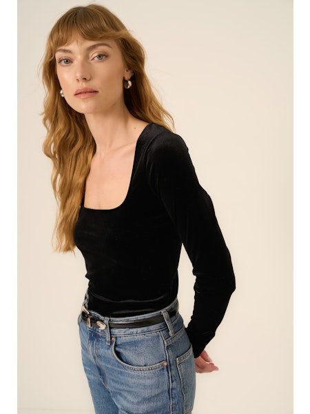 PROJECT SOCIAL T Dream Come True Square Neck Velvet Longsleeve