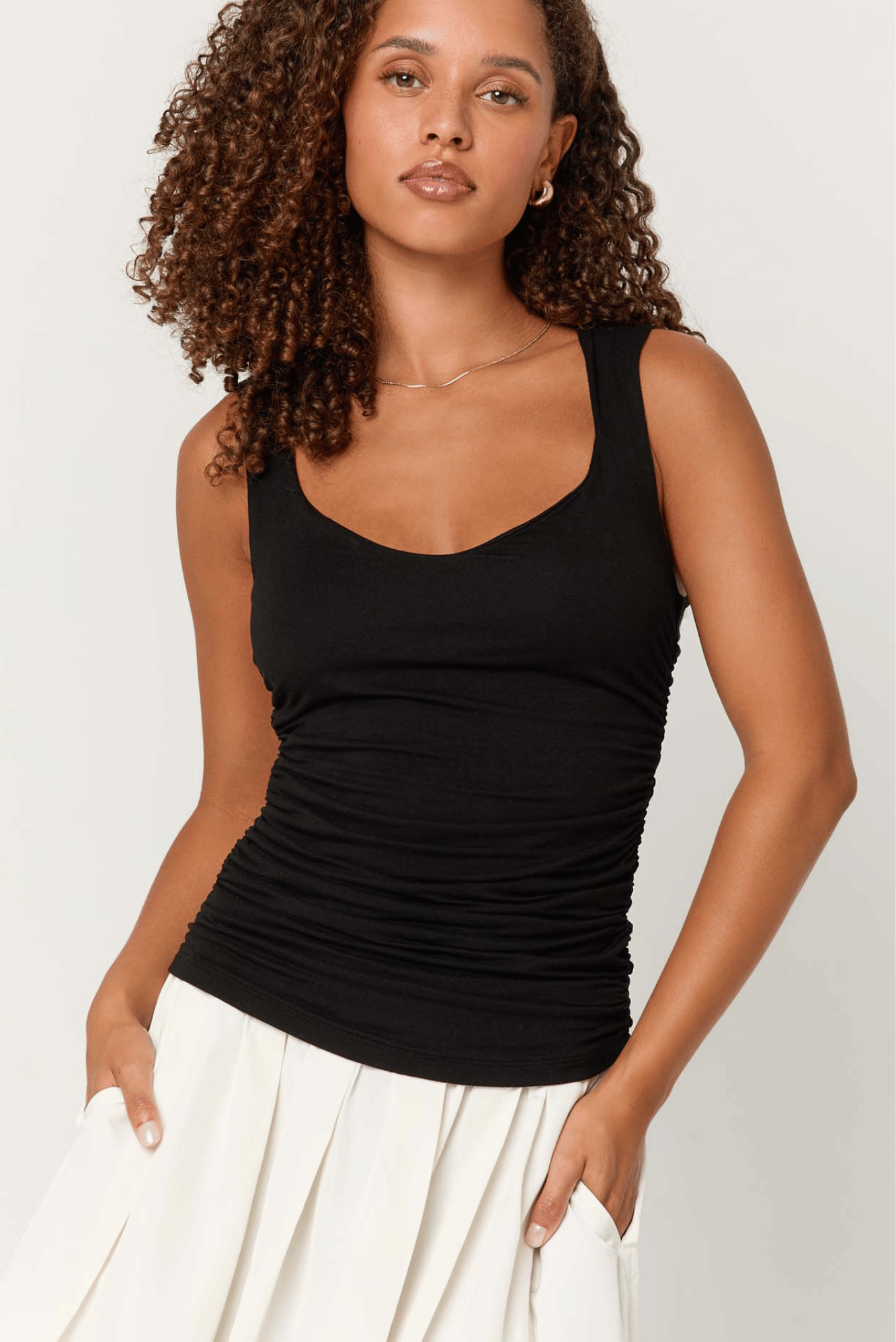 PROJECT SOCIAL T Yulia Sweetheart Neck Seamless Tank Black
