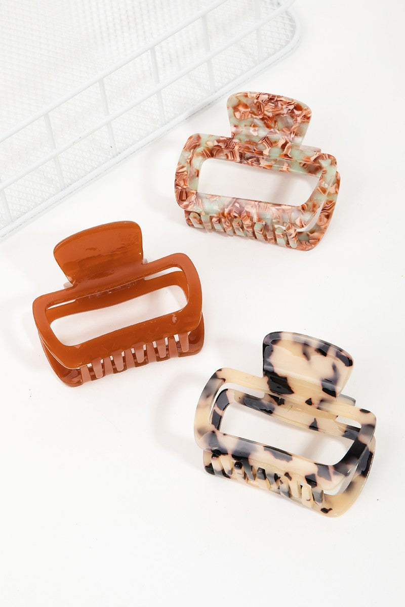 NYLAND Rectangle Cutout Jaw Hair Clips