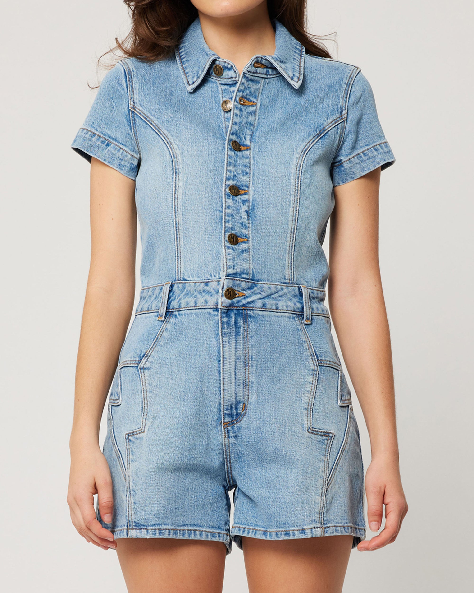 Rolla's Lightening Romper in Light Vintage Inidigo