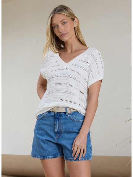 Stitches & Stripes Elsie Top Chalk