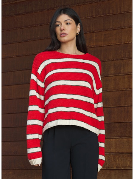 Stitches & Stripes Trinity Pullover Crimson Combo