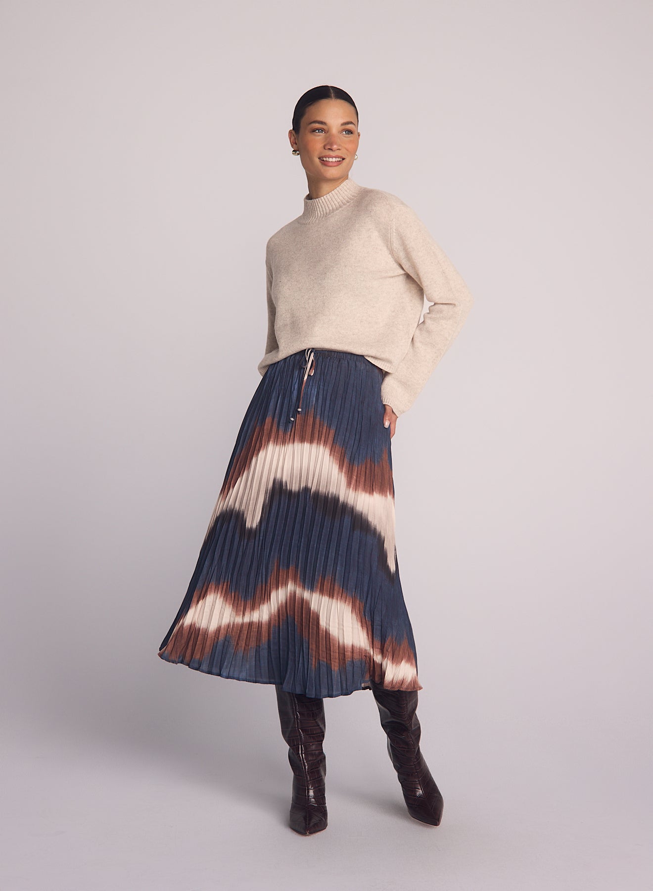 Bella Dahl Pleated Skirt w/ Tie Midnight