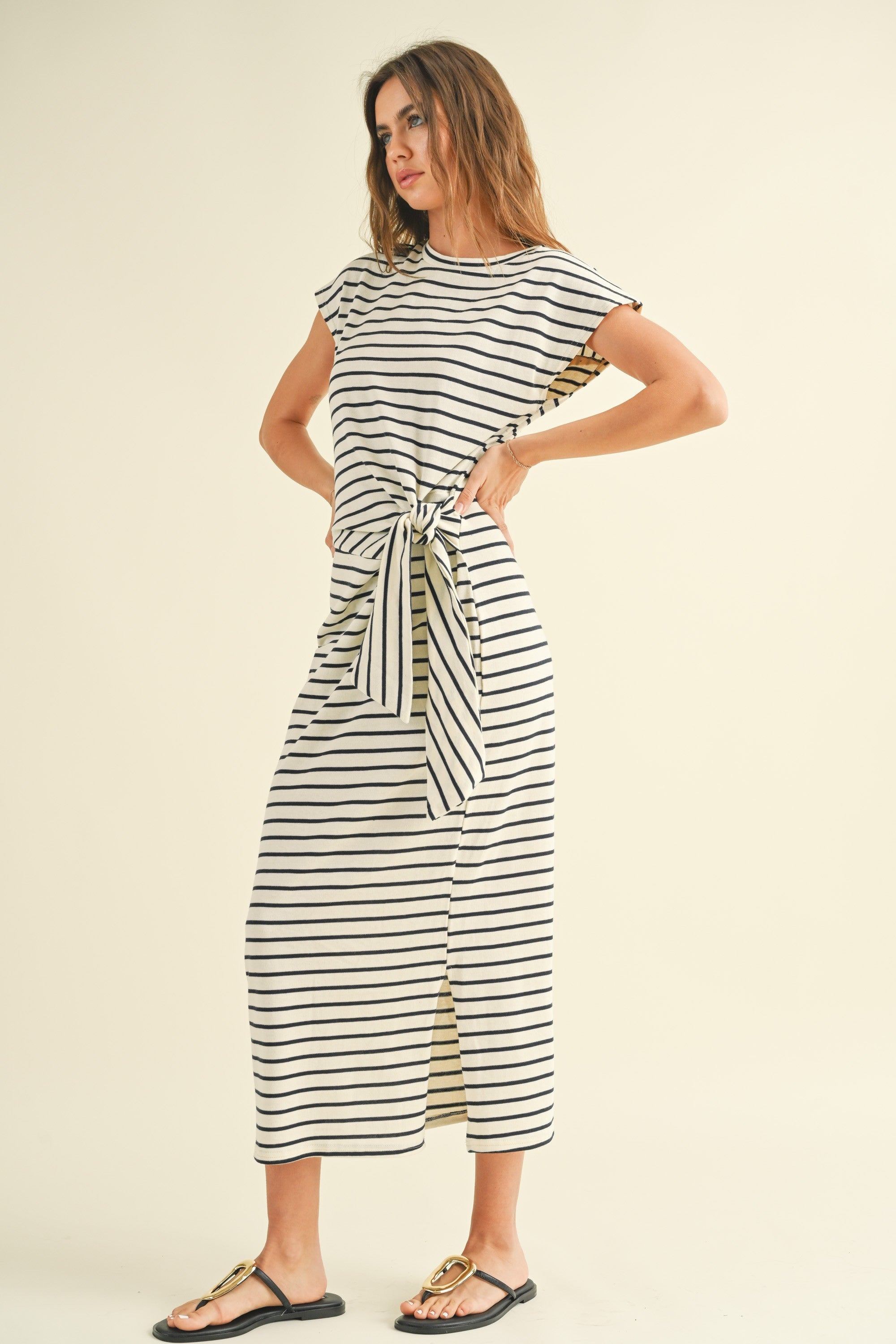 NYLAND Percy Stripe Pattern Knot Detail Dress