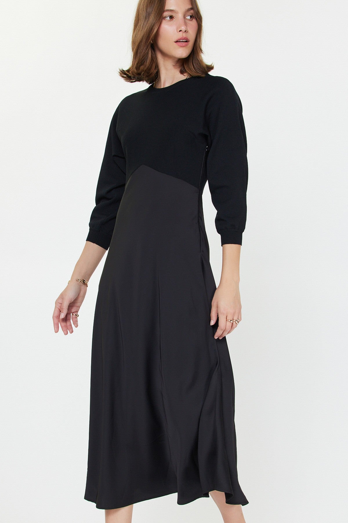 NYLAND Kehlani Sweater Mixed Media Midi Dress