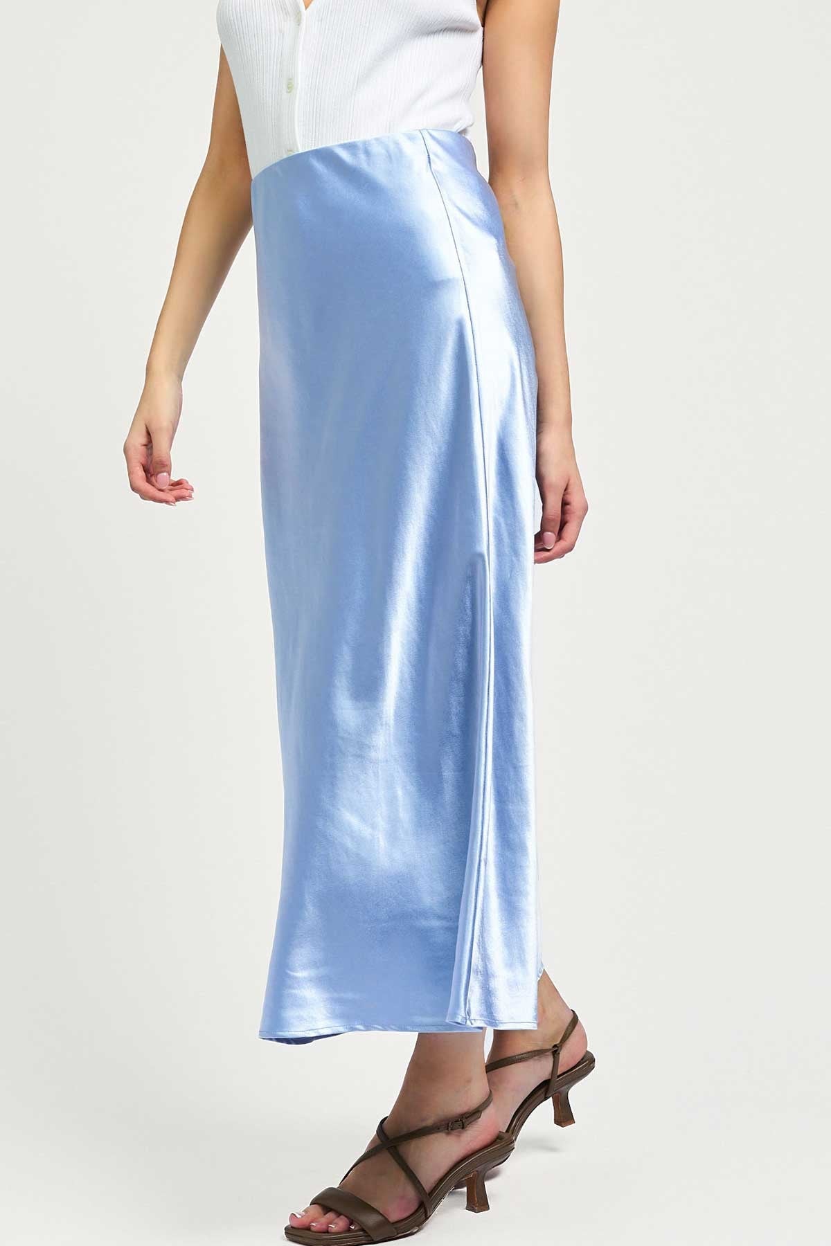 NYLAND Renna Midi Length Bias Skirt Cloudy Blue