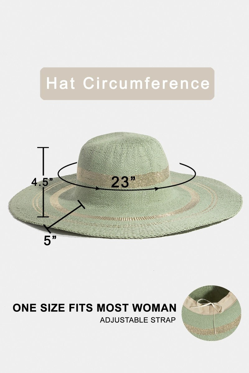 NYLAND Talullah Metallic Accent Trim Floppy Sun Hat