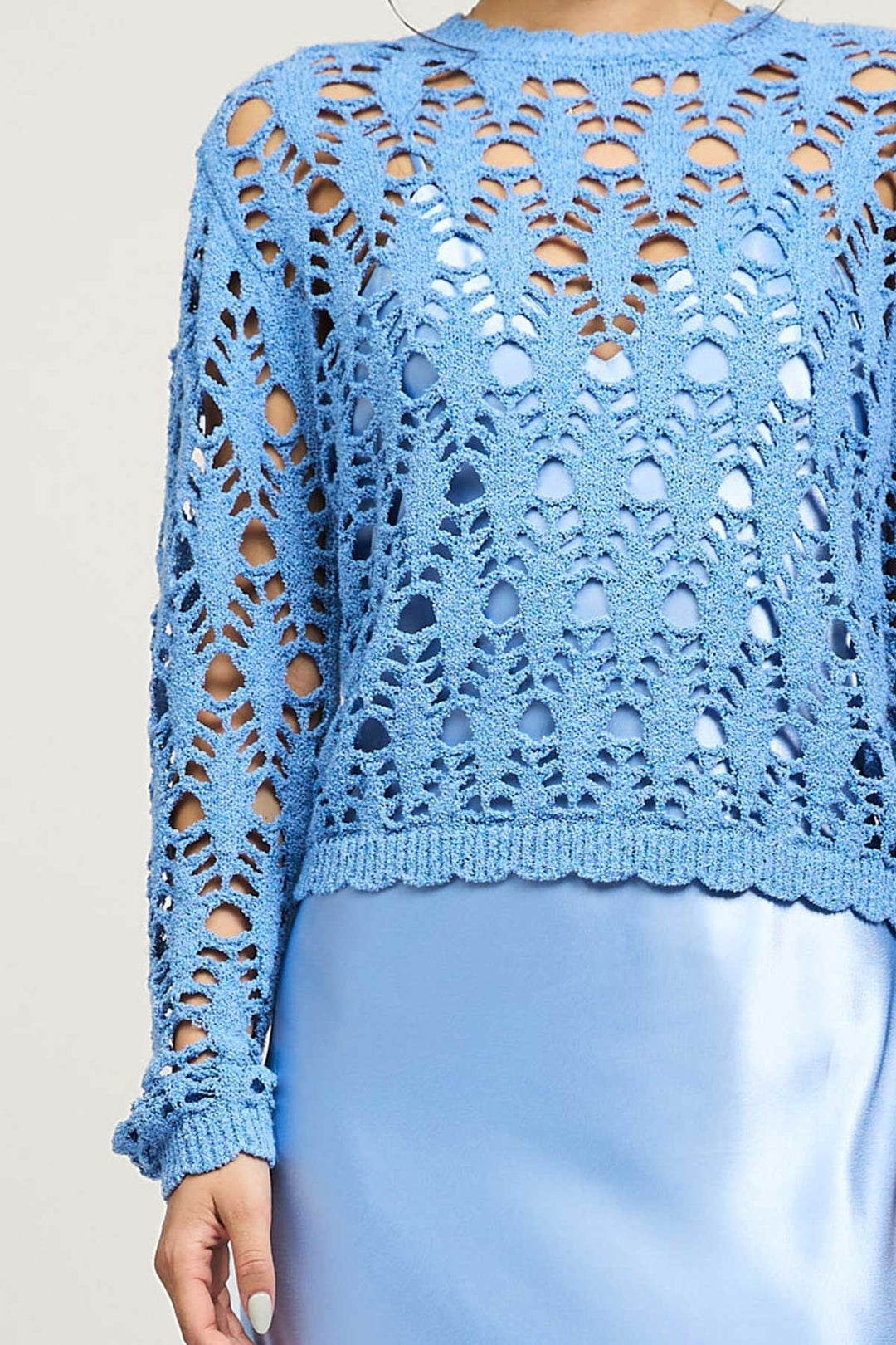 NYLAND Rozlyn Chunky Pointelle Sweater and Satin Dress Set