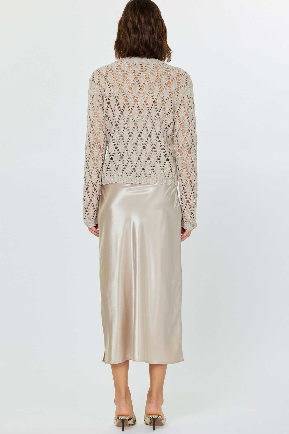 NYLAND Rozlyn Chunky Pointelle Sweater and Satin Dress Set