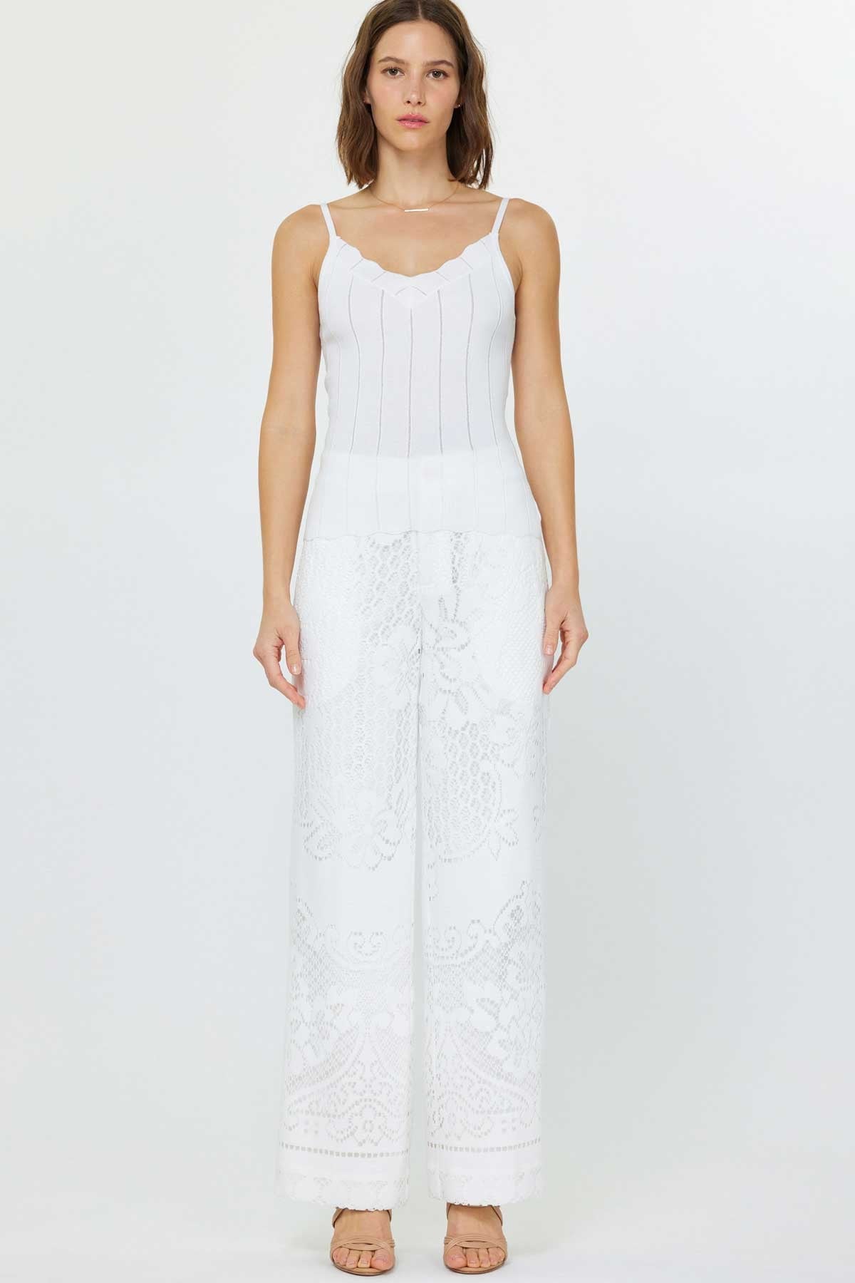 NYLAND Rhea Scalloped Scoopneck Tank Top White