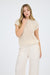 Gild Marian Crochet Knit Batwing Short Sleeve Sweater Top Oatmeal