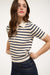 Gild Mireille Stripe Collared Short Sleeve Polo Sweater Top