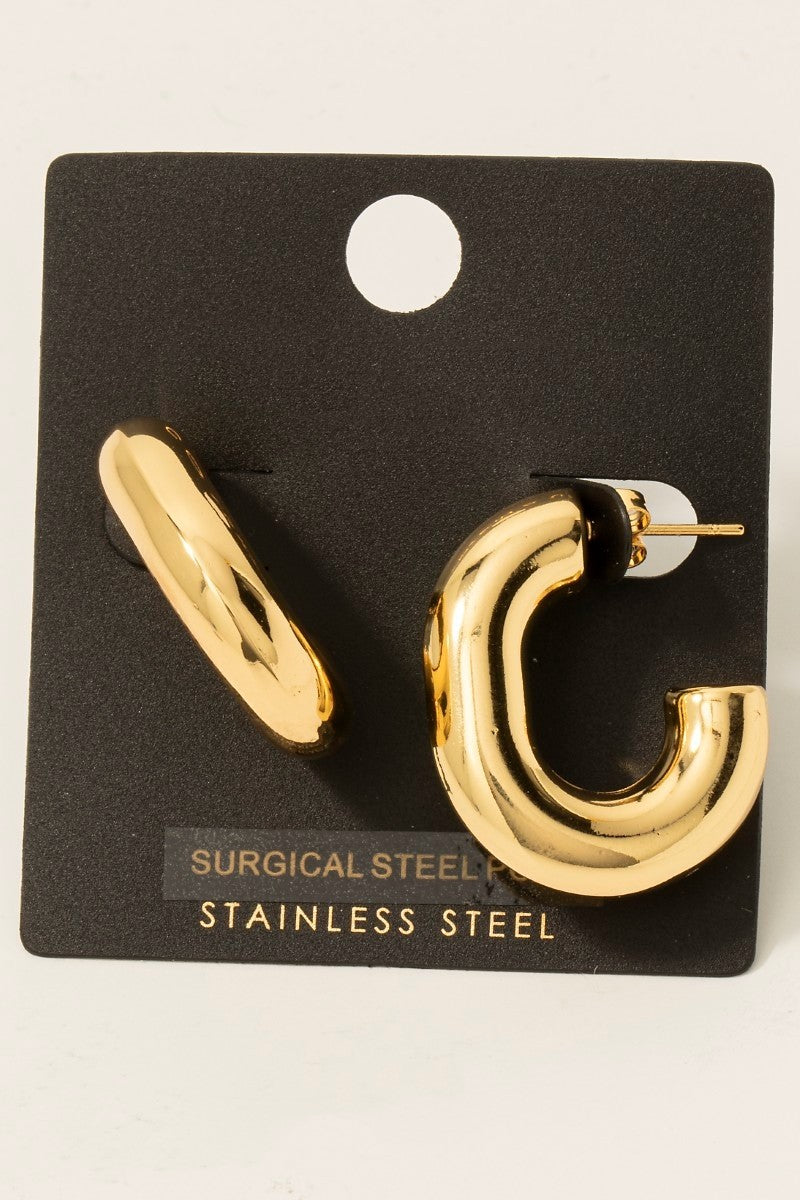 ADORN Mirabelle Stainless Steel Oval Tune Hoop Earrings