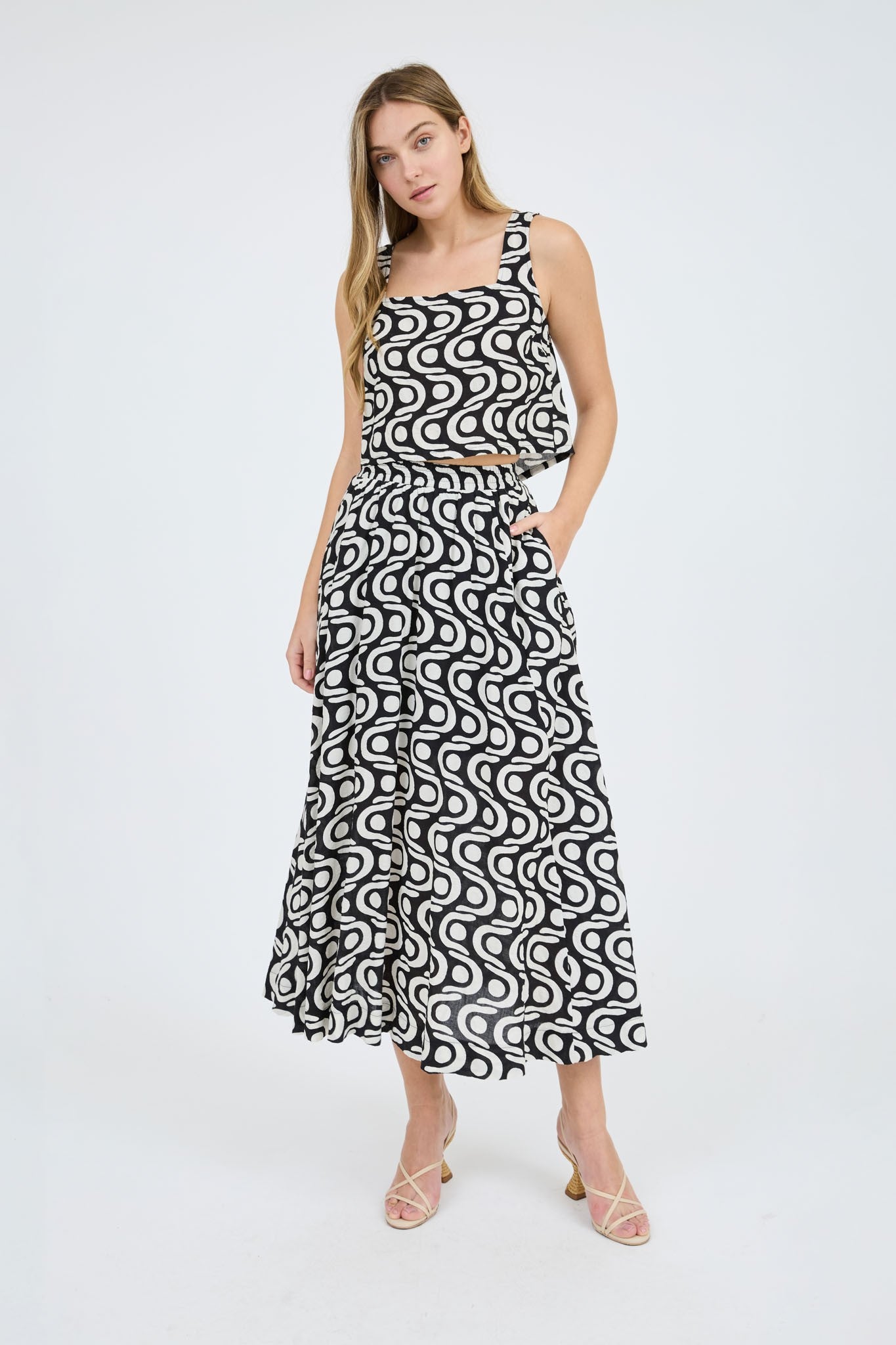 Gild Gigi Geo Pattern Back Tie Top