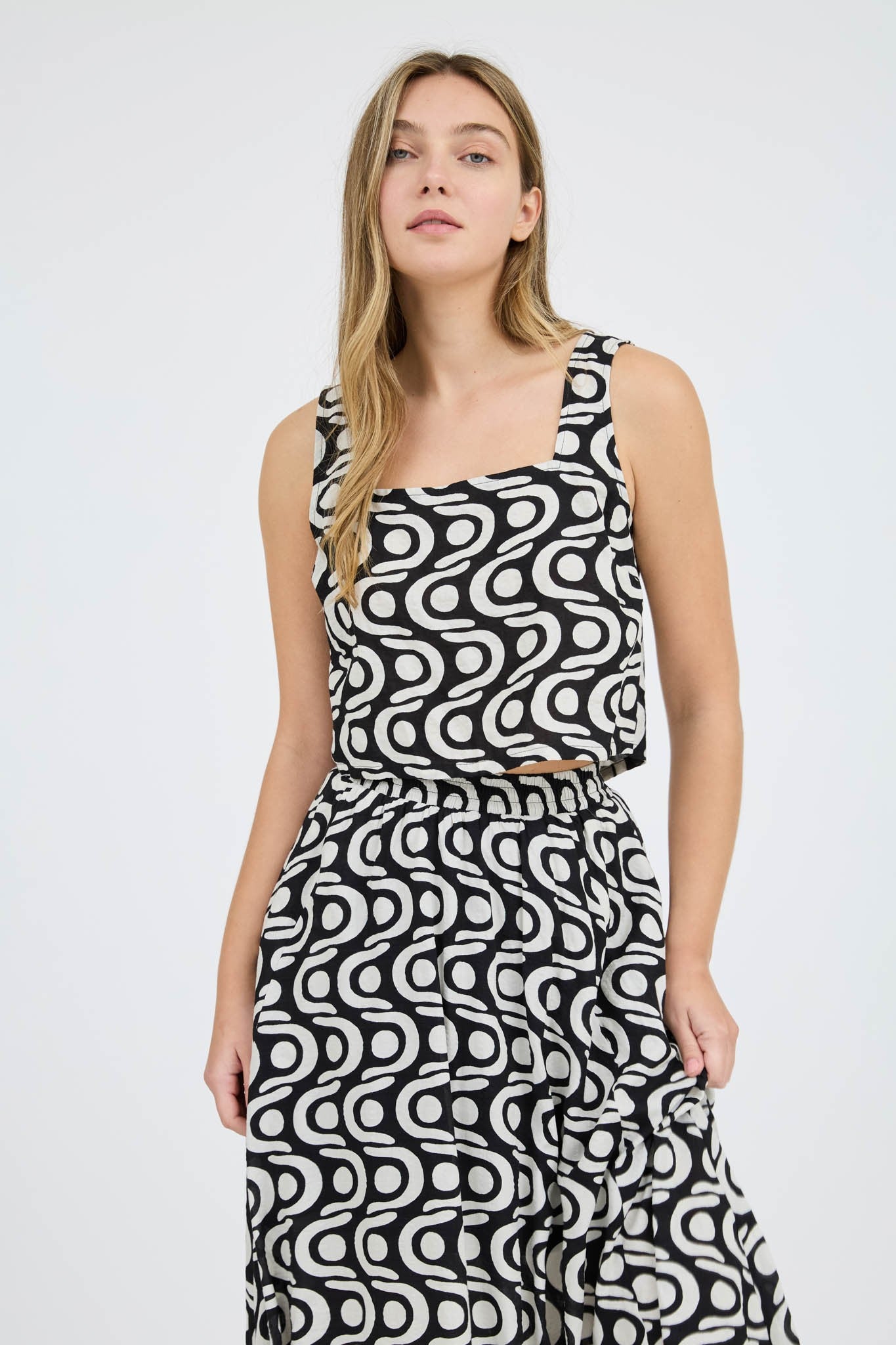 Gild Gigi Geo Pattern Back Tie Top