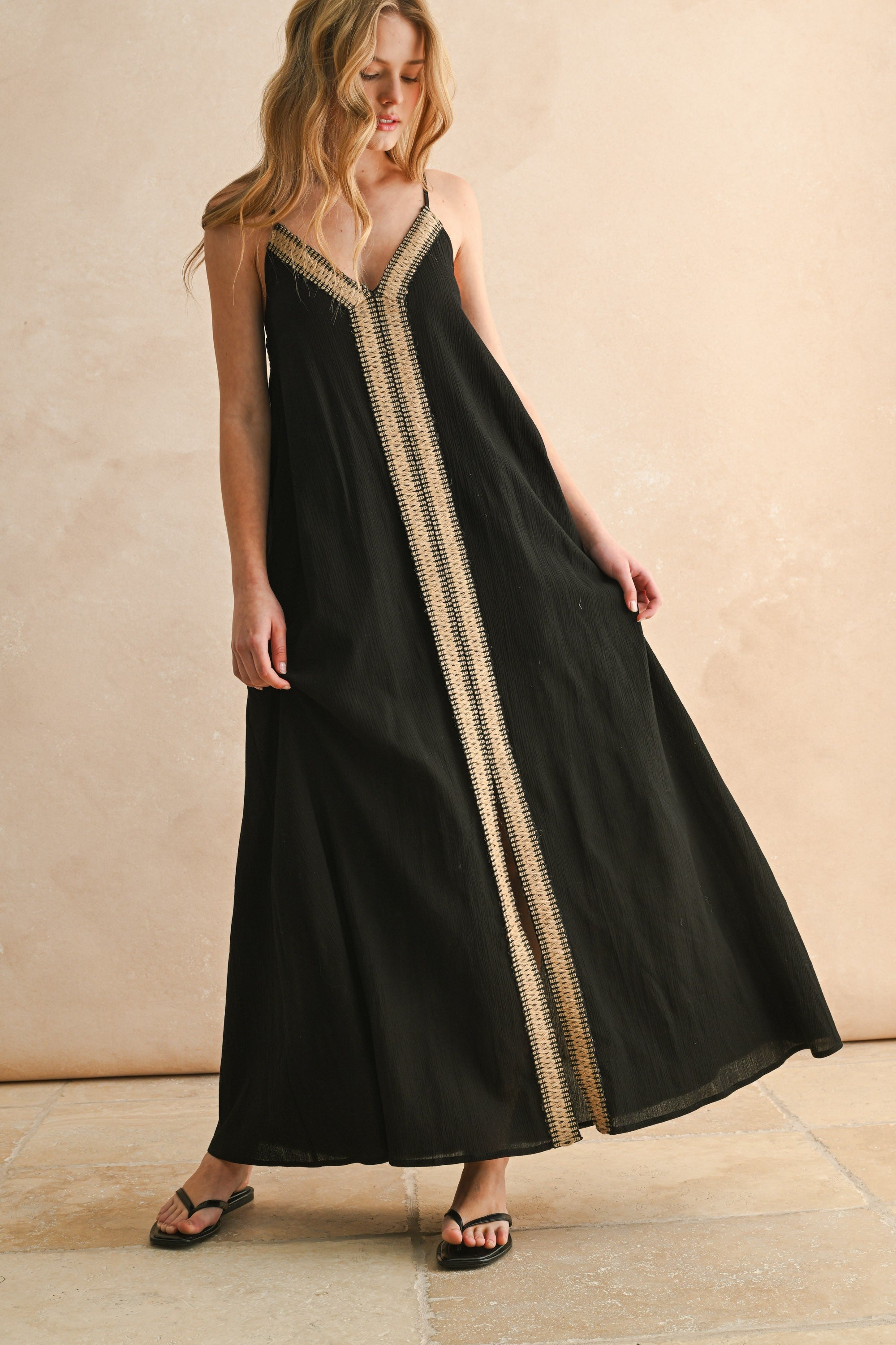 NYLAND Ismay Straw Trimmed Dress
