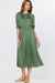 NYLAND Oriana Split Neck Midi Dress with Pleat Skirt Dusty Green