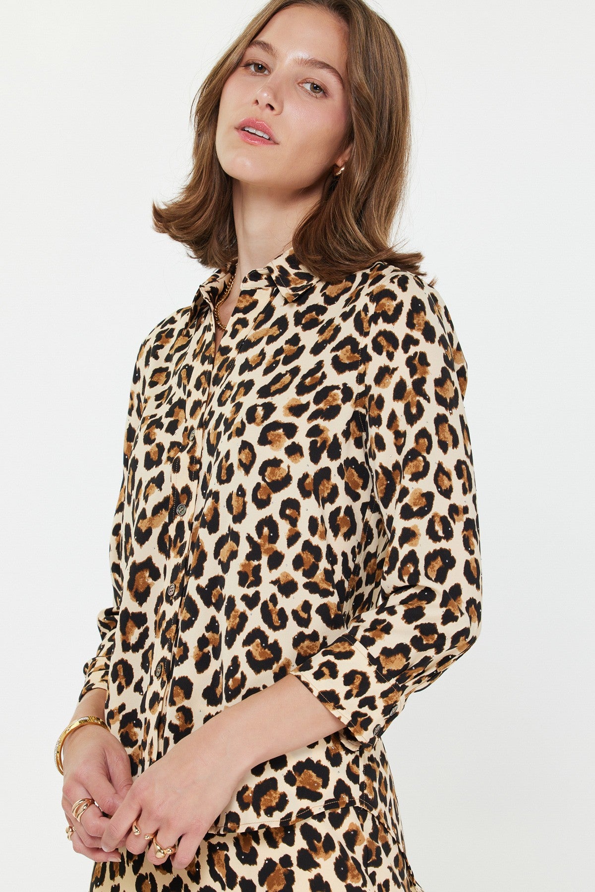 NYLAND Sherry Three Quarter Sleeve Button Down Shirt