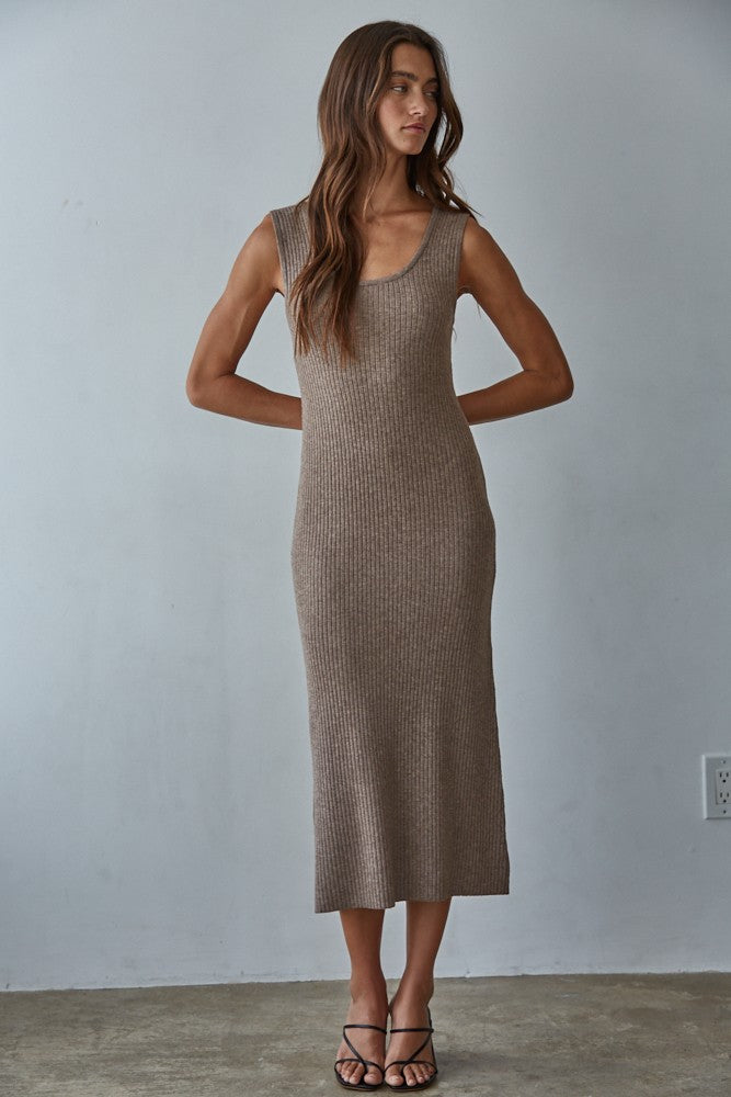 DEON Apollo Ribbed Midi Dress Sweaters Heather Grey