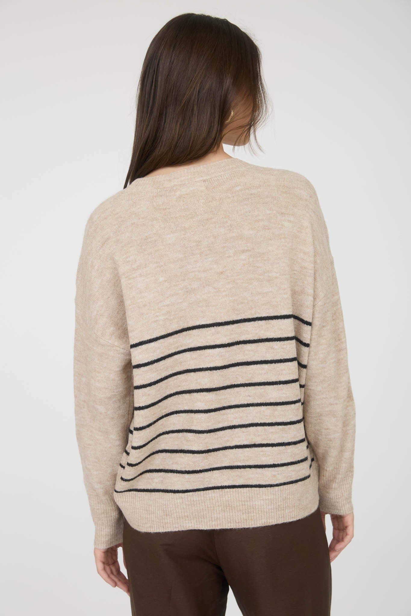 NYLAND Lucissa Stripe Front Seam Detail Long Sleeve Sweater