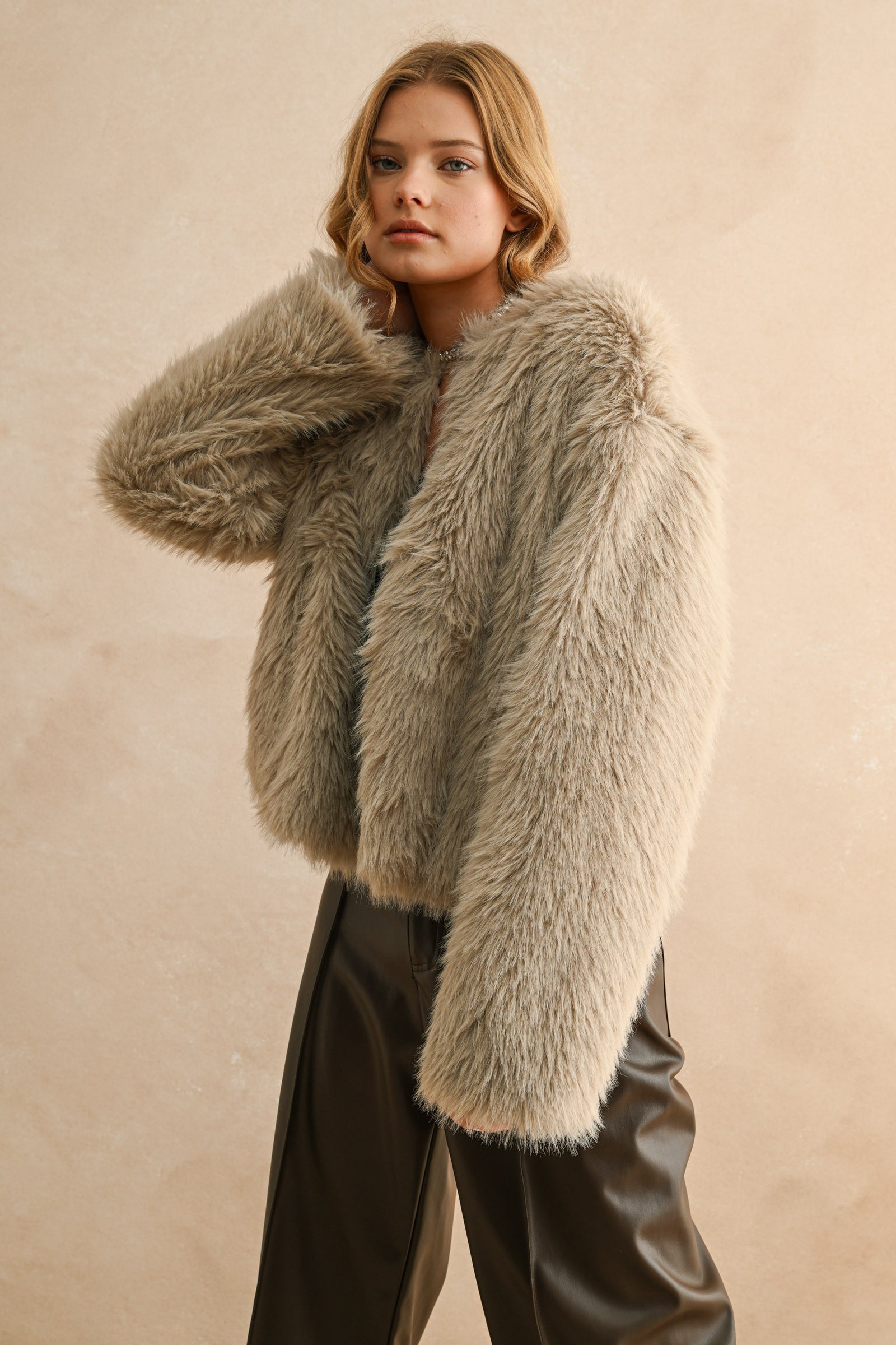 NYLAND Dorcas Fur Jacket Stone