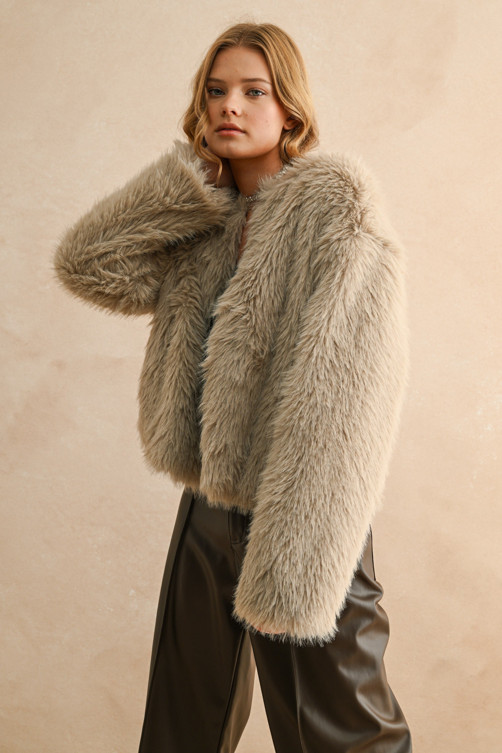 NYLAND Dorcas Fur Jacket Stone