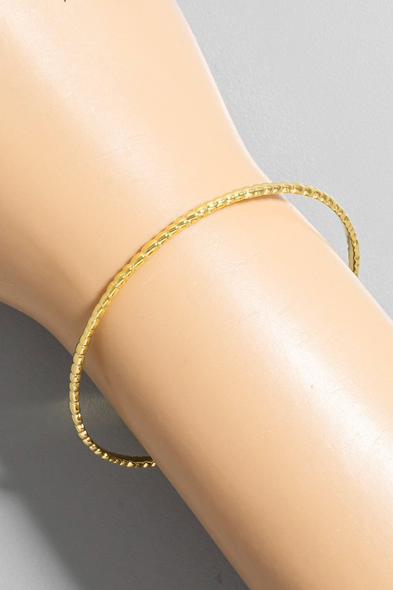 NYLAND Minimalist Gold Dipped Bead Texture Cuff Bracelet