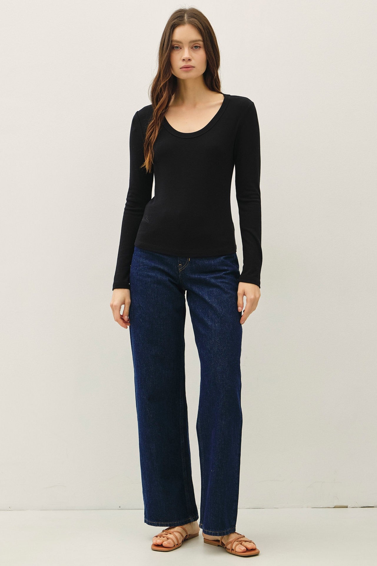 NYLAND Ilana Soft Jersey U Neck Long Sleeve