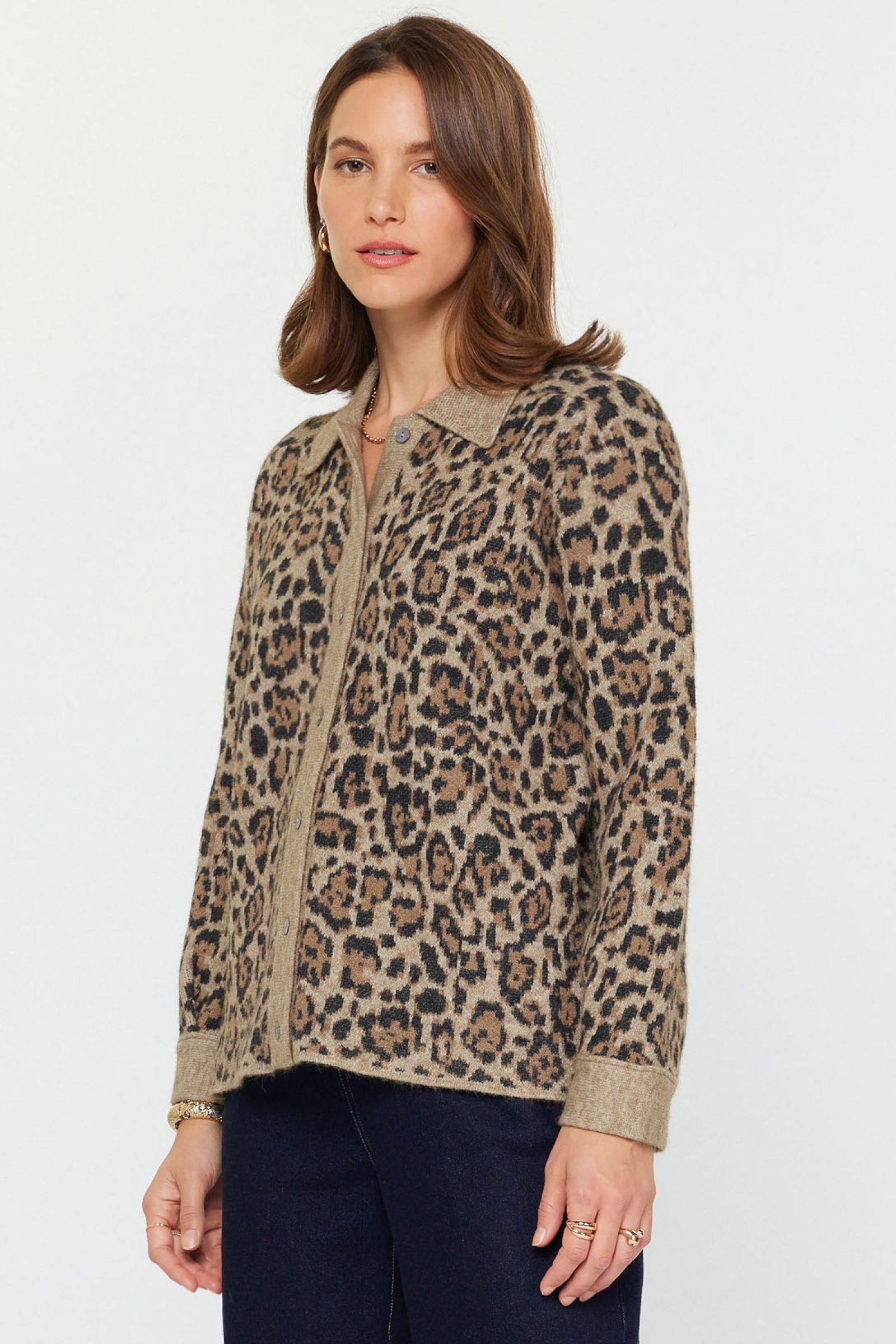 NYLAND Delyth Button Up Jacquard Knit Shacket