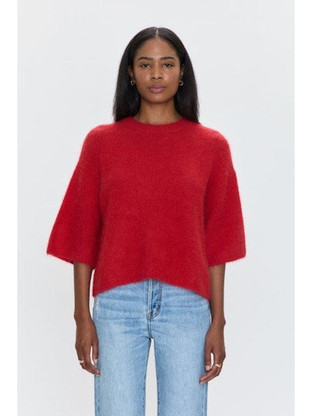 PISTOLA Micah S/S Crewneck Sweater Tee Ruby