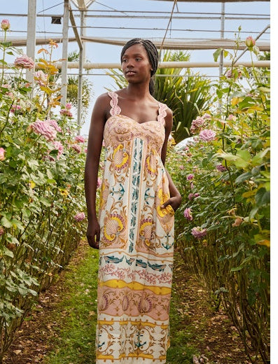 Farm Rio Maritime Magic Off White Sleeveless Maxi Dress