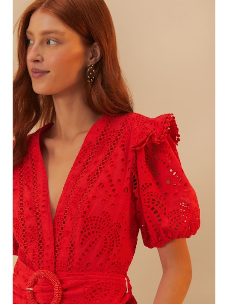 Farm Rio Red Eyelets Romper