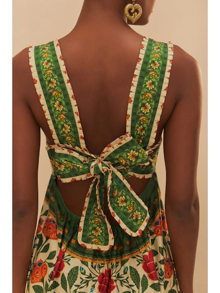 Farm Rio Garden Tapestry Sand Maxi Dress