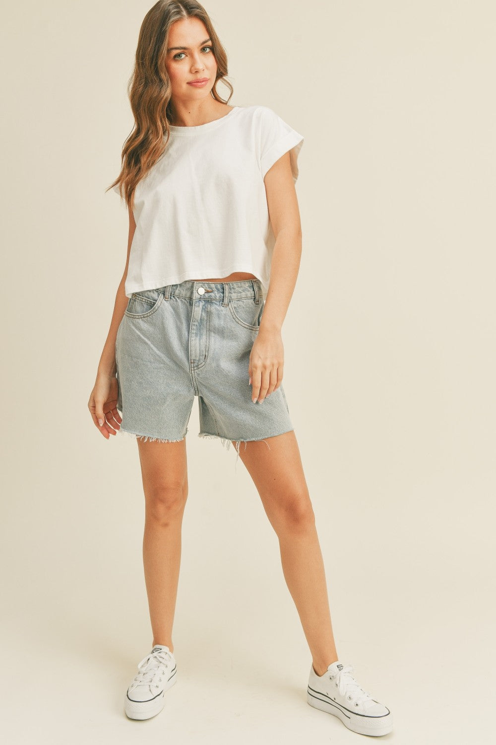 NYLAND Isabeau Round Neck Cuffed Sleeve Top