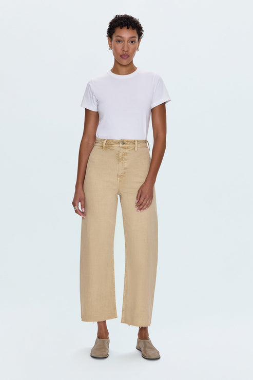 PISTOLA Penny High Rise Wide Leg Crop in Sand Dollar