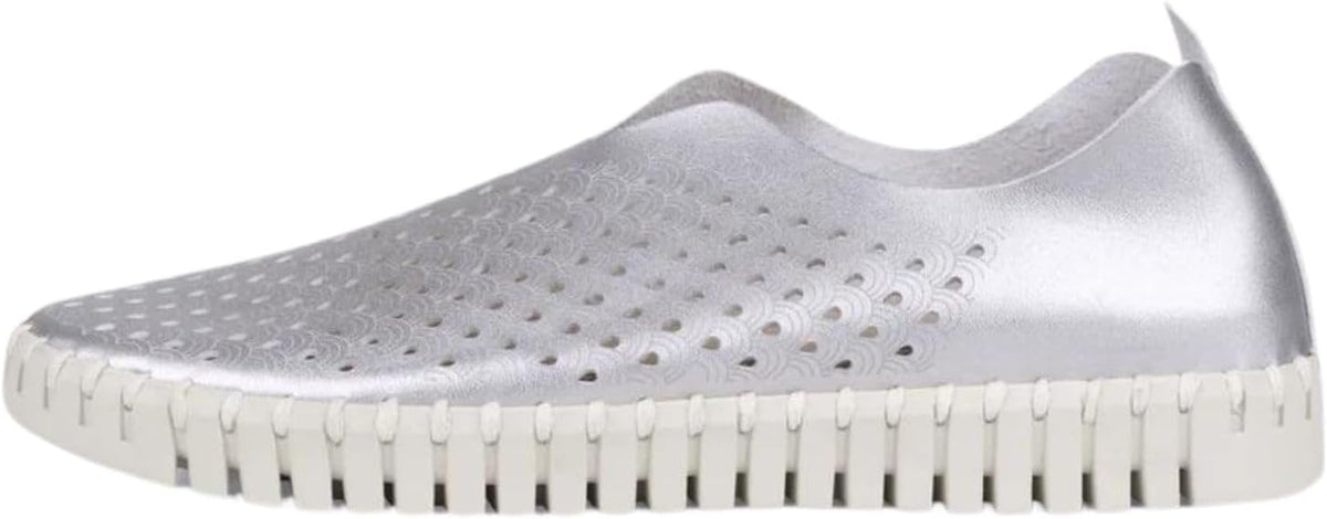 Ilse Jacobsen Metallic Tulip Slip-On w/White Sole Silver