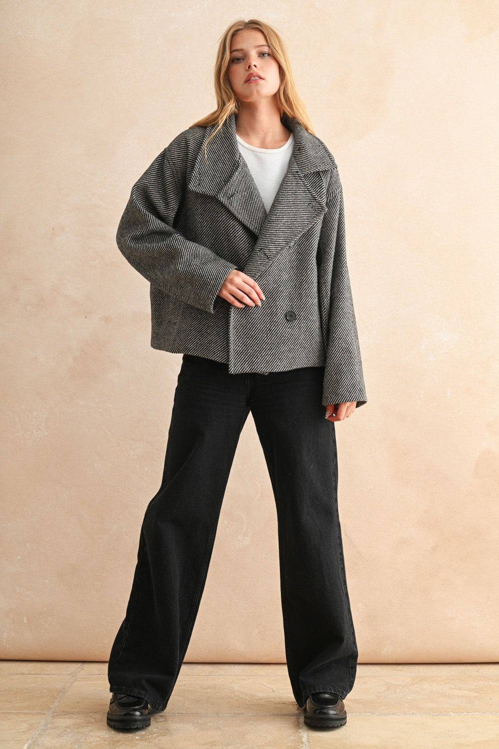 NYLAND Dulcie Herringbone Cape Style Jacket