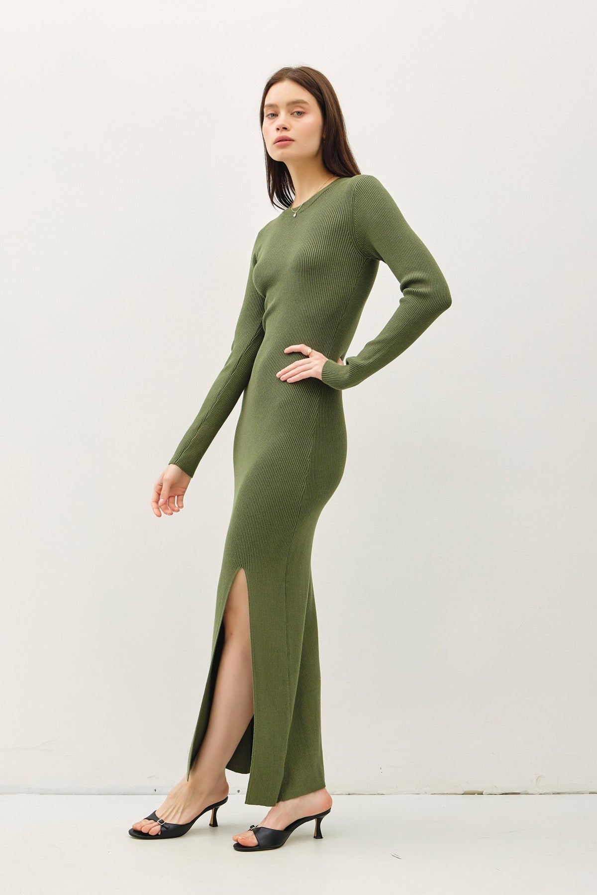 NYLAND Mira LS Maxi Sweater Dress w/ Slit