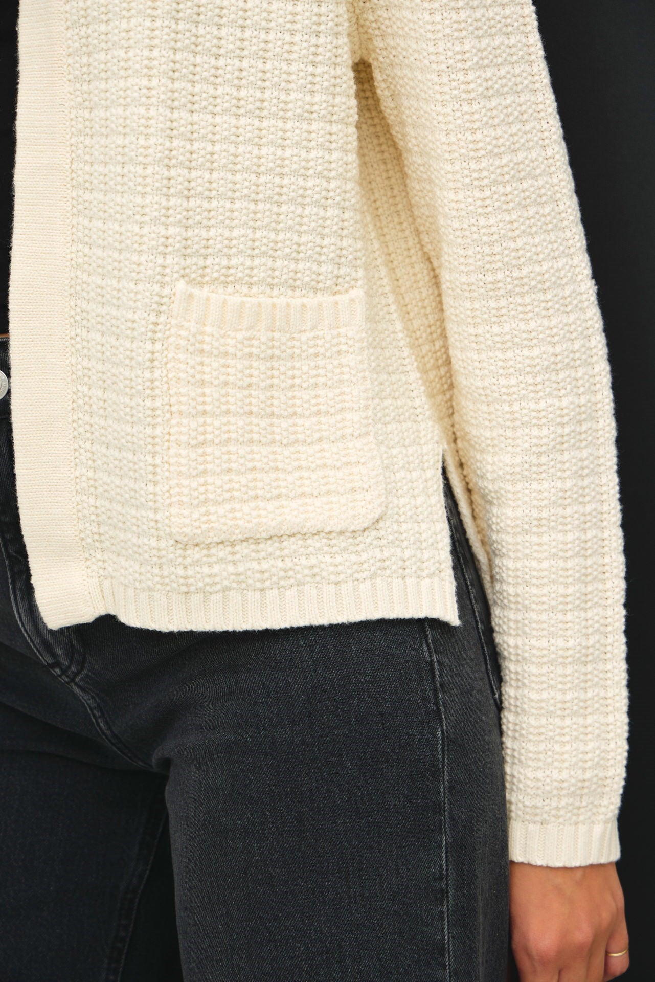 NYLAND Becca Chunky Knit Round Neck Cardigan Ivory
