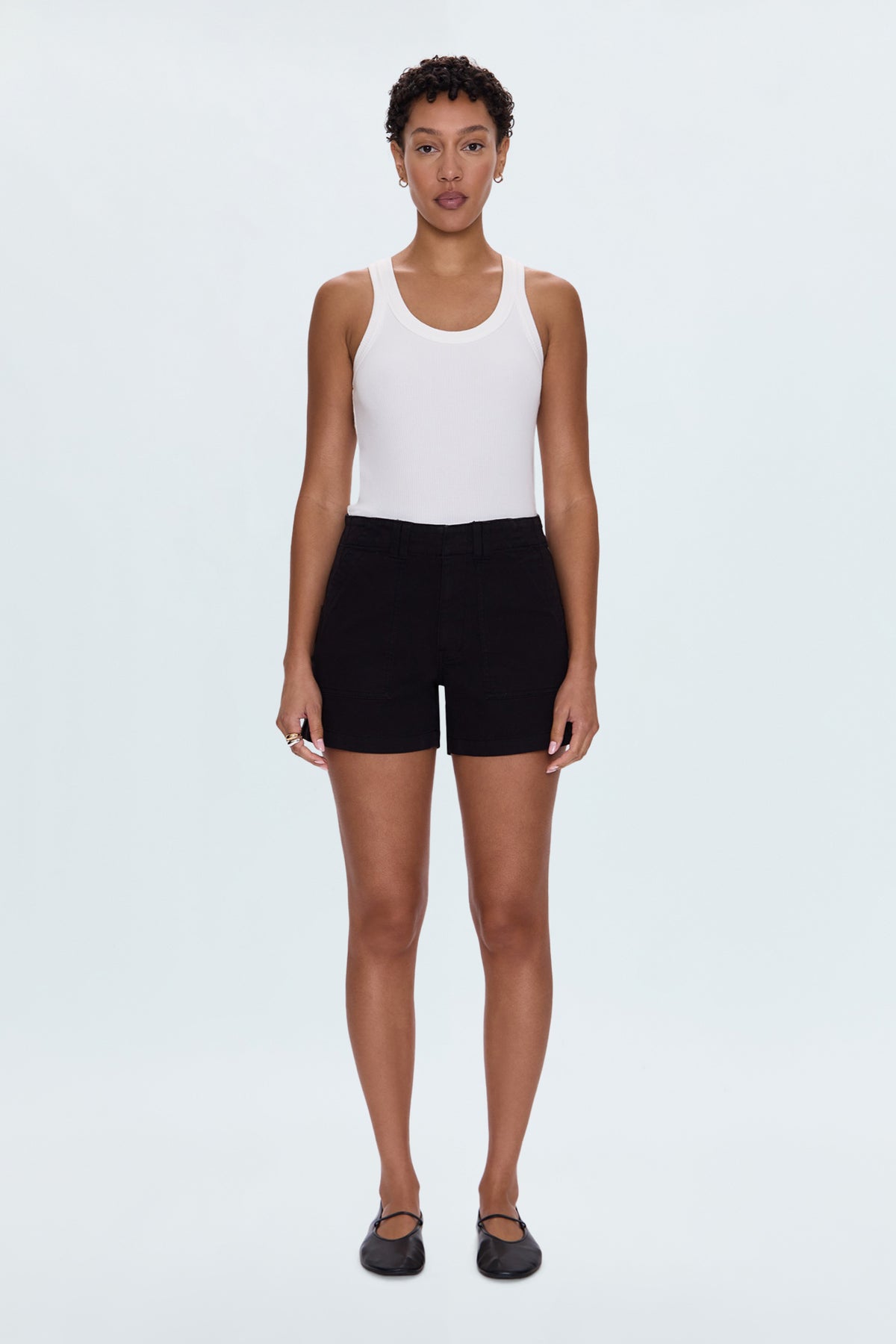 PISTOLA Marissa High Rise Utility Short in Noir