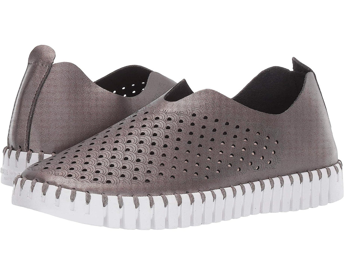 Ilse Jacobsen Metallic Tulip Slip-On w/White Sole Metallic Blue 39