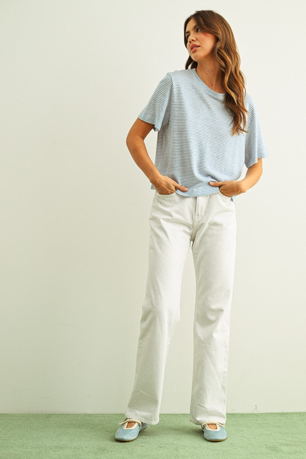 NYLAND Thessaly Stripe Slub SS Top