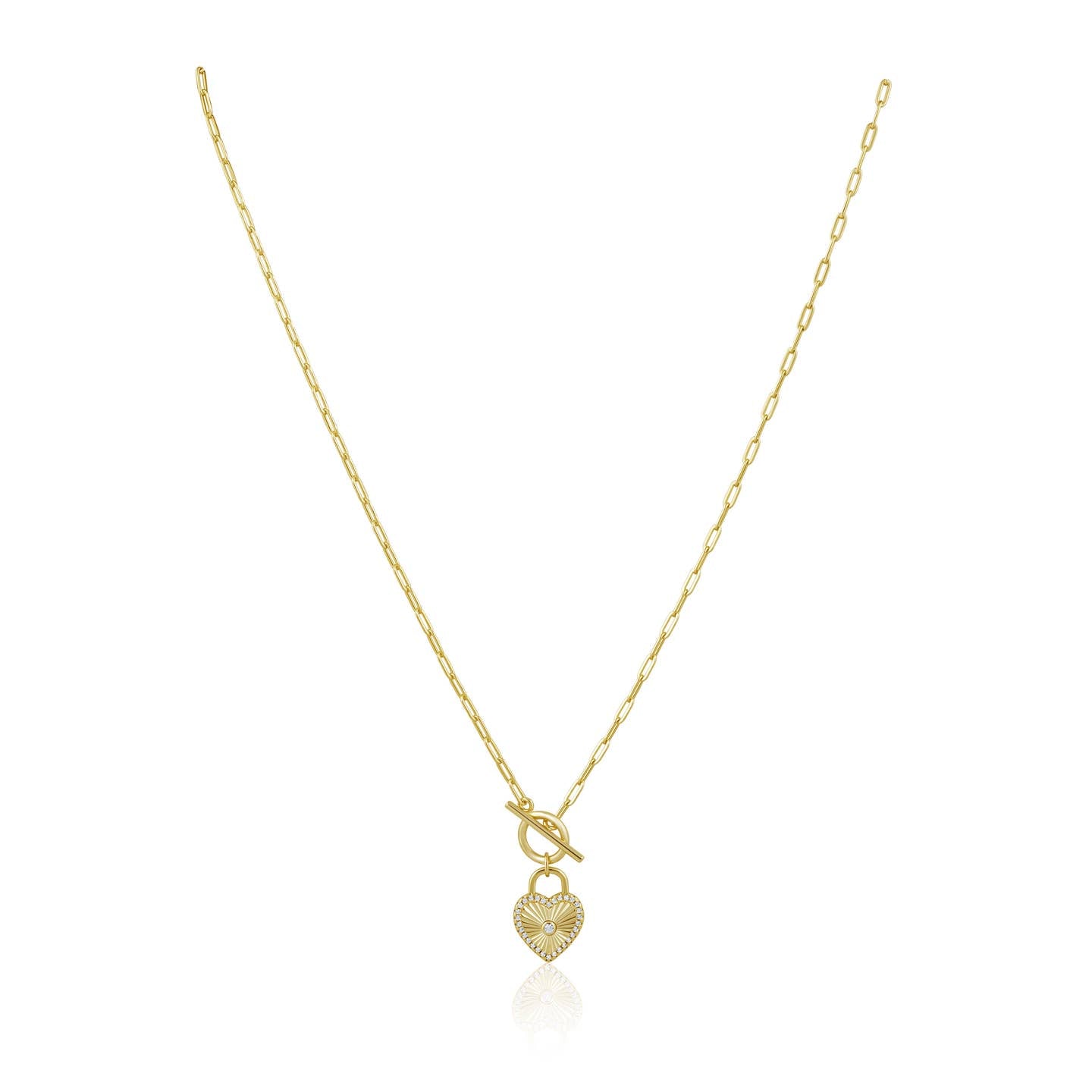 SAHIRA  Heart Locked Toggle Necklace