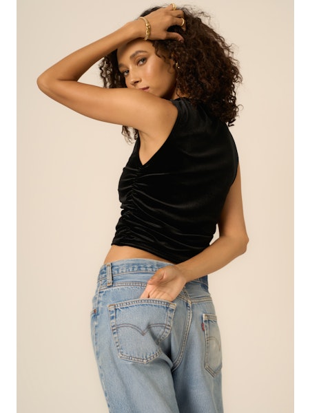 PROJECT SOCIAL T On Repeat Ruched Side Velvet Tank