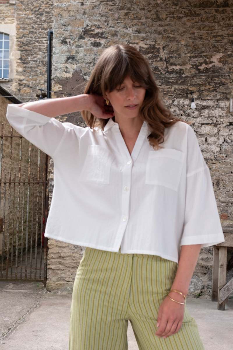 BIBICO Ava Oversized Blouse in White Stripe