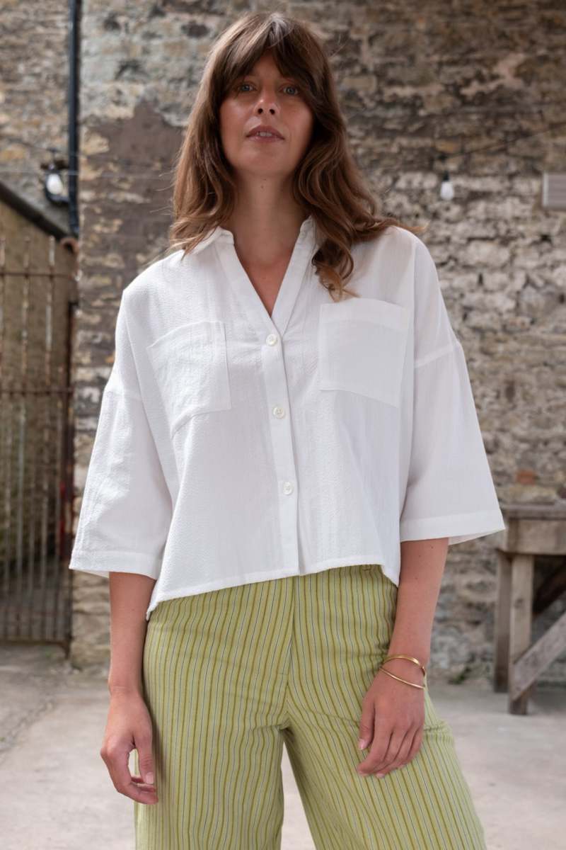 BIBICO Ava Oversized Blouse in White Stripe