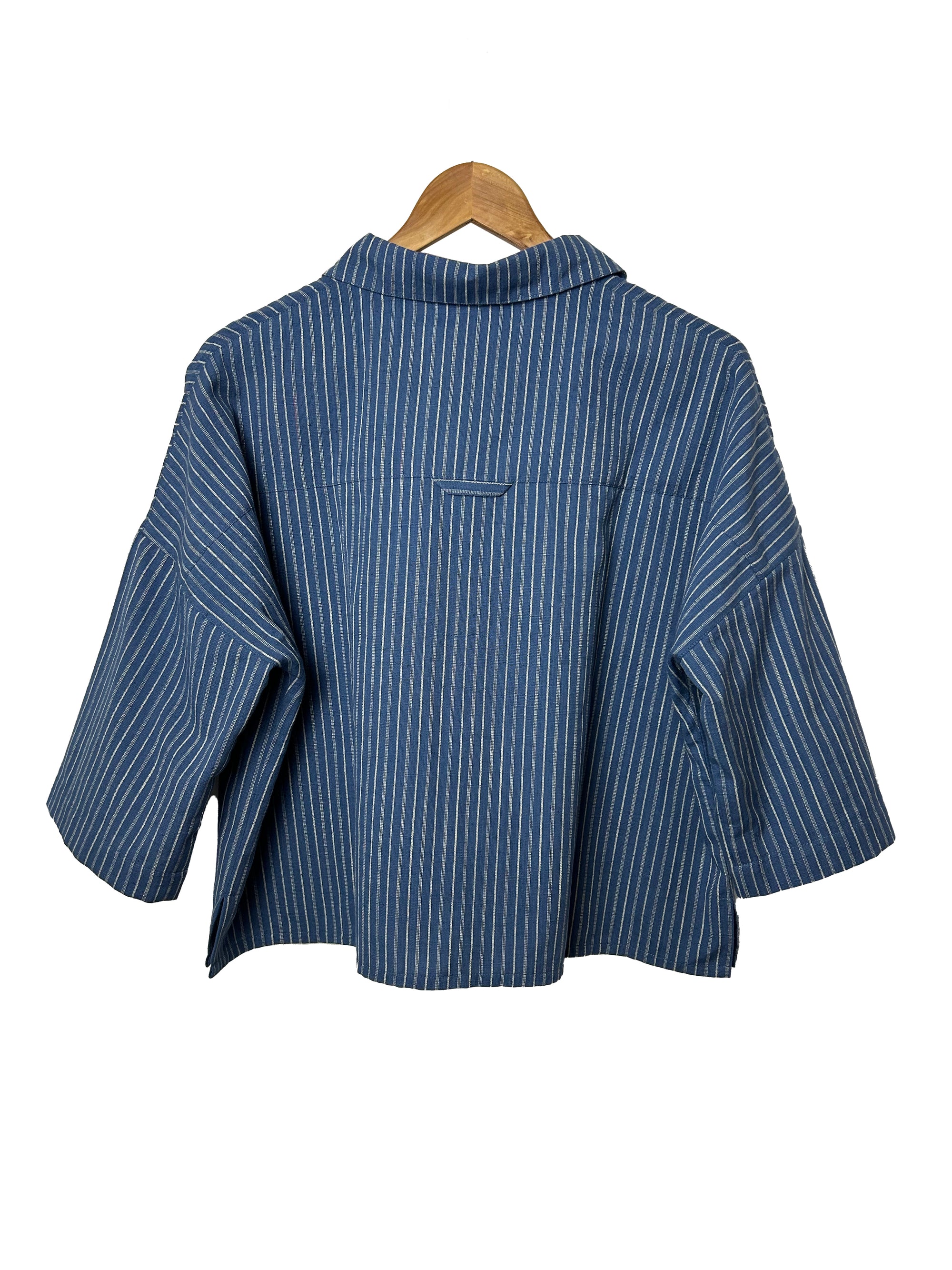 BIBICO Ava Oversized Blouse in Cotton & Linen Stripe