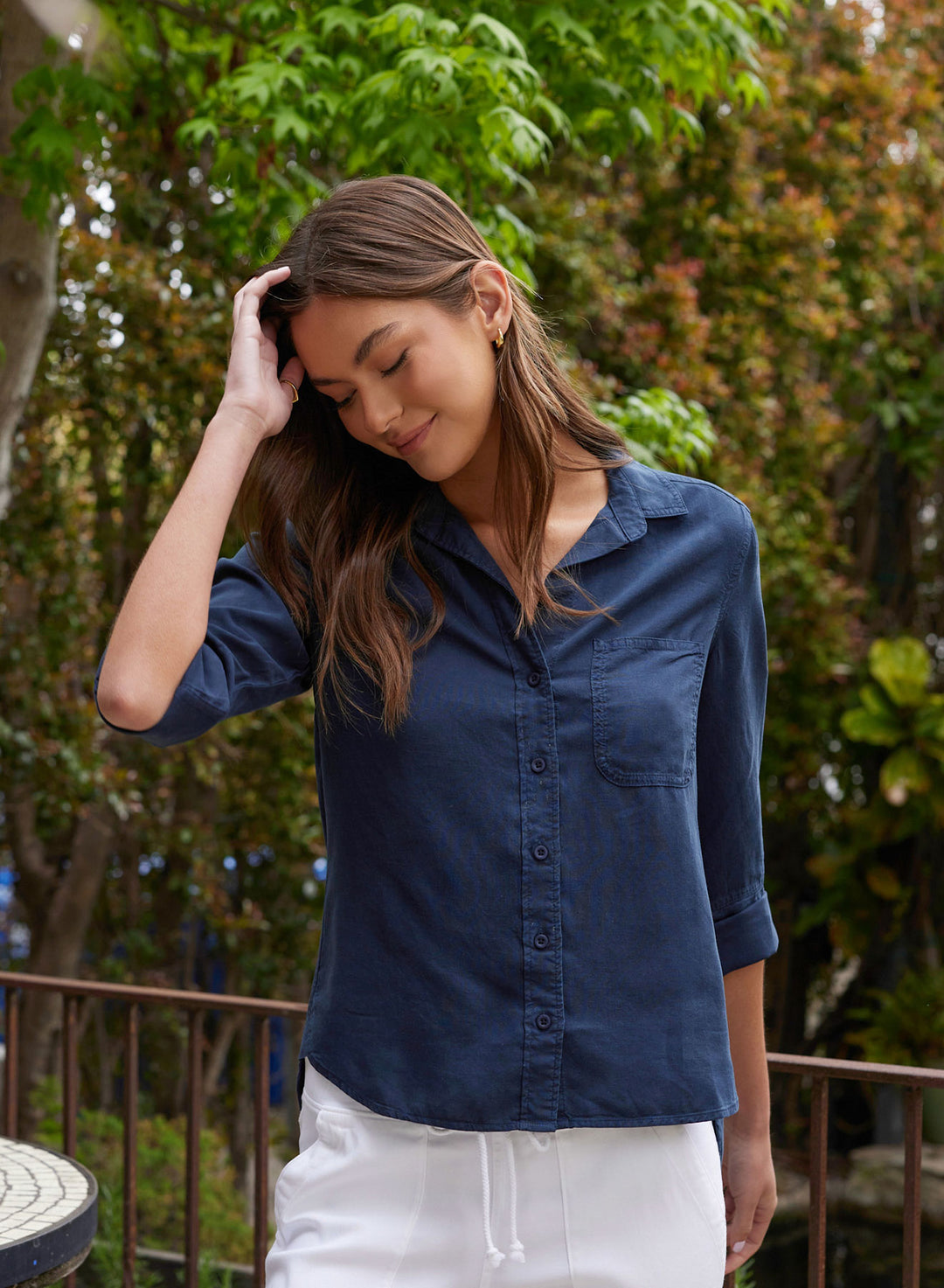 Bella Dahl Shirt Tail Button Down Endless Sea